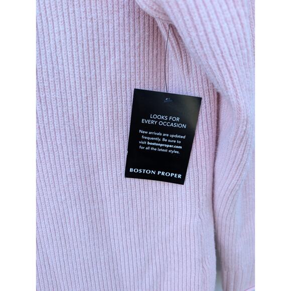 Boston Proper Women's Half Zip Sweater Dress Sz Small Blush Pink Ribbed Cozy - Picture 7 of 9